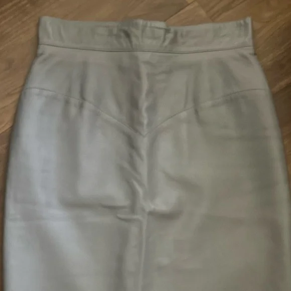 Vintage Roberto Fabris ParisGray Leather Straight Pencil Skirt Size 40